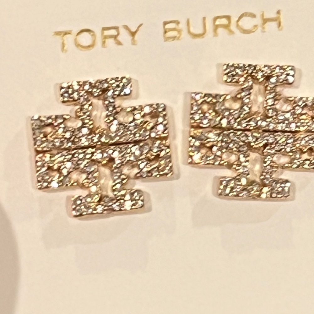 Tory Burch Gold Pave Britten Stud Earrings